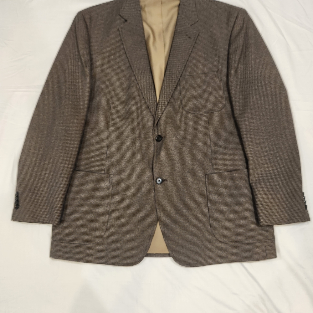 Kenneth Roberts Platinum Men's Tan Houndstooth Sport Coat Size XL Classic Career